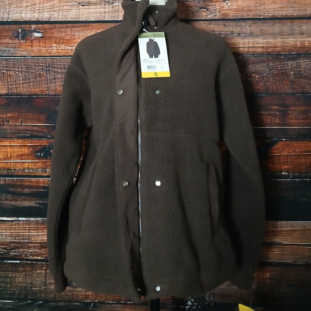 NWT Mondetta Jacket S Brown Sherpa Fleece Full Zip Snap Pockets - Picture 5 of 11